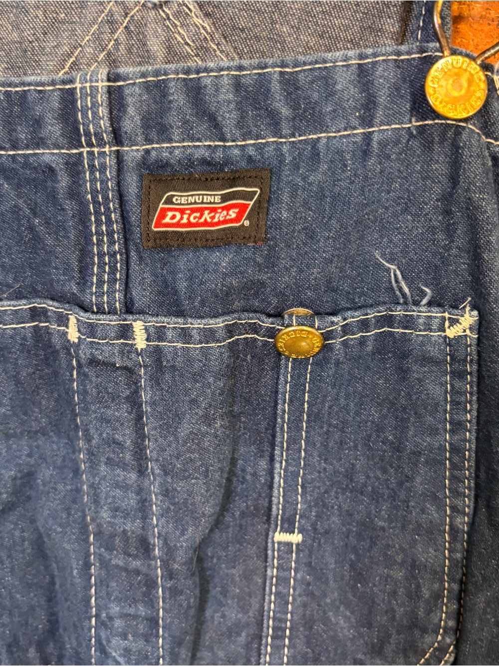 Dickies mens denim bib overalls carpenter workwear indigo blue XL 40 X 30 - Picture 2 of 3